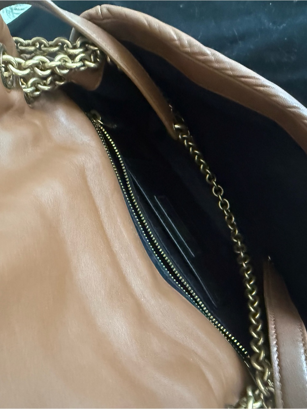 Saint Laurent Cognac Quilted Leather Flap Crossbody with Gold YSL - Picture 3 of 9